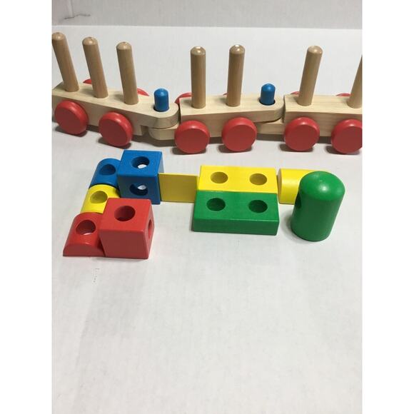 Melissa & Doug Toy Wooden Stacking Train Play Replacement Blocks Set 13 Pieces - Picture 8 of 9
